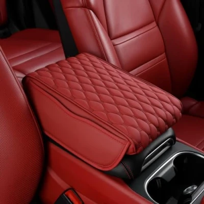 Image of SARUEL Car Armrest Box Pad,Compatible with DS DS3 DS4 DS5 DS5LS DS6 DS7 DS9,Interior Accessories,2 Red