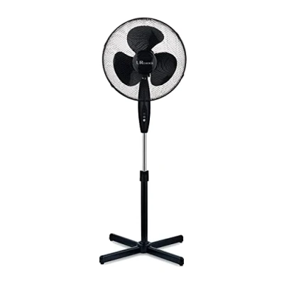 Image of UR CHOICE 16 Inch Pedestal Fan, 140cm Height Adjustable Standing Oscillation Floor Fan with 3 Speed Settings, Powerful Quiet Cooling for Home, Bedroom, Office, Black