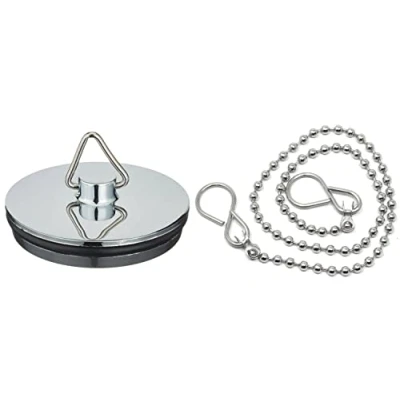 Image of fiXte Replacement Sink Plug Shower Bath Chrome 38mm (1 1/2&quot;) with 300mm (12&quot;) Chain