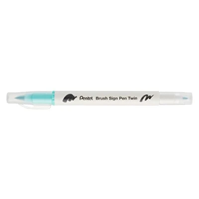 Image of Pentel Brush Sign Pen Twin Tip Emerald Green Pack of 10