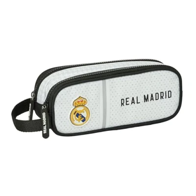 Image of Safta Real Madrid 1st Team 24/25 Children&#039;s Pencil Case, Ideal for School Age Children, Comfortable and Versatile, Quality Resistance, 21 x 6 8 cm, White/Grey,