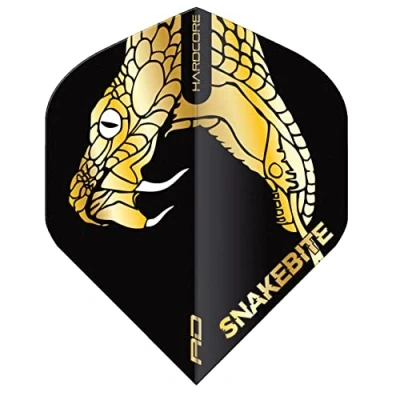 Image of RED DRAGON Peter Wright Snakebite Hardcore Premium Gold Snake Dart Flights 3 Sets Per Pack (9 in total)