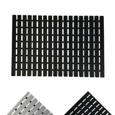 Image of Nicoman Shower Mat Non Slip Bath Drainage Matt Slatted Duckboard Design BLACK (64x43cm / 25x17 inches)