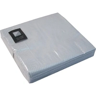 Image of 20 LUXURY 3 PLY SILVER PAPER NAPKINS 33cm x Ideal for weddings, christenings, parties, bbq&#039;s etc