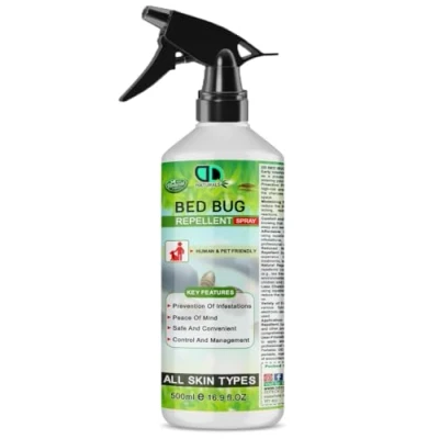 Image of Natural Bed Bug &amp; Dust Mite Repellent Ready to Use. Prevents Allergies, Long Lasting Protection for Treats Mattresses, Beds and Furniture Home Child Pet Safe (500ml Spray)