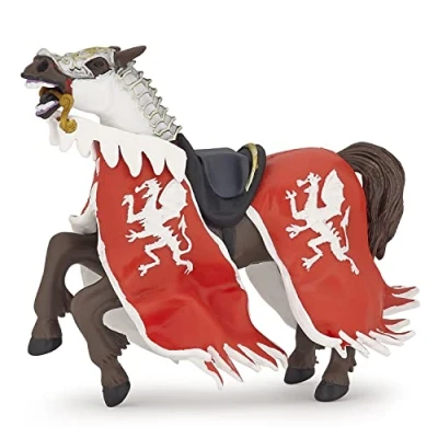 Image of Papo MEDIEVAL FANTASY Figurine, 39388 Red Dragon King Horse, Multicolour, 13x7x11 cm