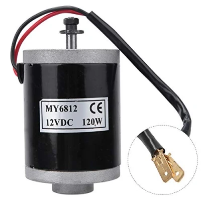 Image of Keenso Electric Brushed Motor, MY6812 12V 120W High Speed Small Motor Permanent Magnet DC Gear with Belt Pulley for E Bike Scooter Riding