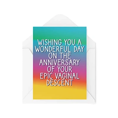 Image of Funny Birthday Cards Vaginal Decent Anniversary Greeting Card for Him Her Comedy Humour Laughter Banter Joke Fun CBH124