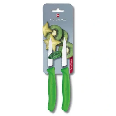 Image of Victorinox Swiss Classic Green Serrated Paring Knife Twin Pack