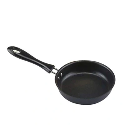 Image of courti Portable Frying Pan Poached Egg Omelette Pot, Nonstick Skillet 12cm, Iron and Non Stick Coating Household Small Kitchen Cooker with Heat Resistant Slip Handle, Black