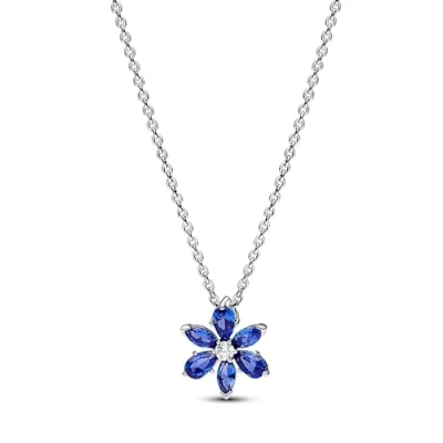 Image of Pandora Timeless Herbarium cluster sterling silver collier with princess blue crystal and clear cubic zirconia