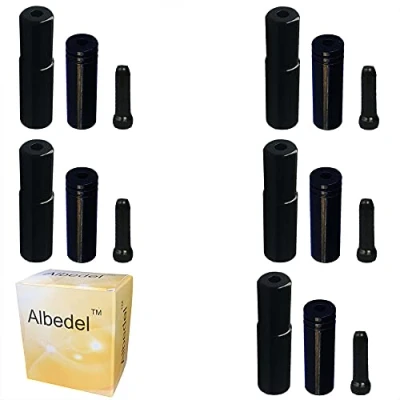 Image of Albedel (Total 15 PCs 5 5mm Black Alloy Road Mountain Bicycle Bike Brake Cable Tips Caps End Crimp + 4mm Shift Derailleur Crimps