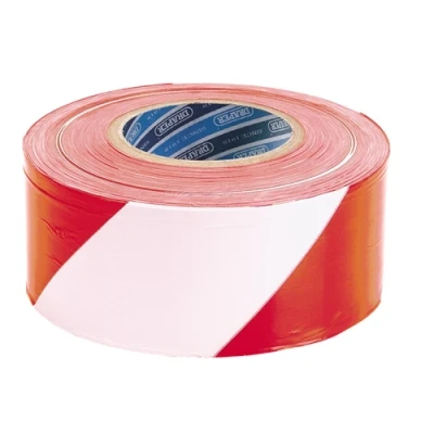Image of Draper Barrier Tape Roll, 75mm x 500m, Red and White