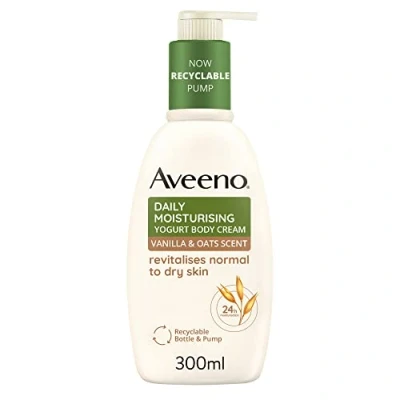 Image of Aveeno Daily Moisturising Yogurt Body Cream, Vanilla, 300 Ml (Pack Of 1), Vanilla &amp; Oat Scent