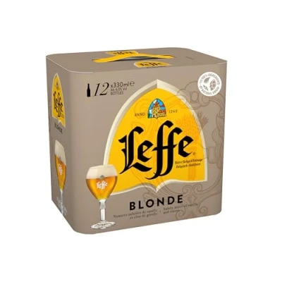 Image of Leffe Blonde Belgium Abbey Beer 12 x 330 ml Bottles (packaging may vary)