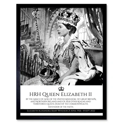 Image of Artery8 HRH Queen Elizabeth II Coronation Portrait Commemorative Art Print Framed Poster Wall Decor 12x16 inch