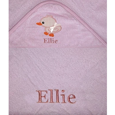 Image of Baby Hooded Personalised Bath Towel. (Pink/Pink)