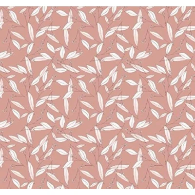 Image of Melody Jane Dolls House Pink Flower Leaf Trail Natural Patterned Miniature Nursery Wallpaper