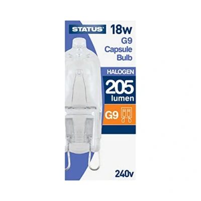 Image of Status Pack of 1 x G9 Halogen Capsule Lightbulb 18watt Equivalent to 22watt Warm Dimmable Light Colour 2700k