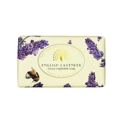 Image of The English Soap Company Vintage Wrapped Bar, Lavender Shea Butter Moisturising Bar for Face and Body, Scent 190g