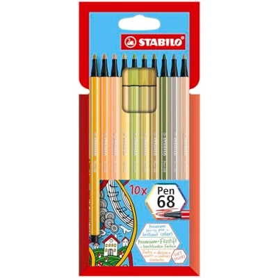 Image of Premium Fibre Tip Pen STABILO 68 Pack of 10 Assorted Colours