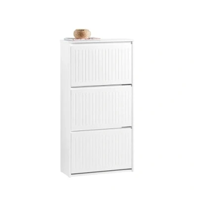 Image of SoBuy 3 Flip drawers Shoe Cabinet Rack Storage Cupboard White W61 x D26 H120cm FSR165 H W