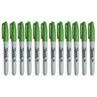 Image of Sharpie Fine Point Permanent Marker Argyle Green 12 Pack