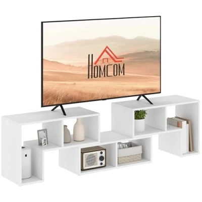 Image of HOMCOM TV Stand for TVs up to 75 Inches, Free Combination Cabinet with Storage Shelves, Extendable Entertainment Centre Living Room, White Wood Grain
