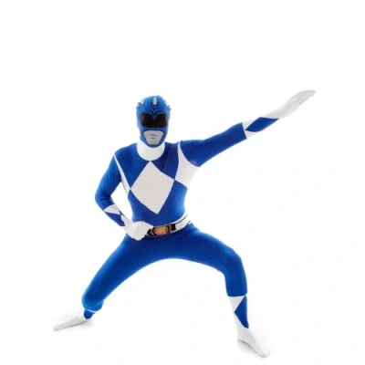 Image of Morphsuits Men&#039;s Power Ranger Adult Sized Costume, Blue, XXL UK