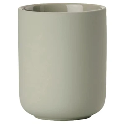 Image of Zone Denmark Ume Stoneware/Ceramic Toothbrush Holder, Beautiful &amp; Practical Bathroom Accessories, Diameter 8.3 cm, Height 10.3 Eucalyptus Green
