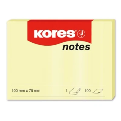Image of Kores N46125 125 x 75 mm 100 Sheets Paper Note Yellow