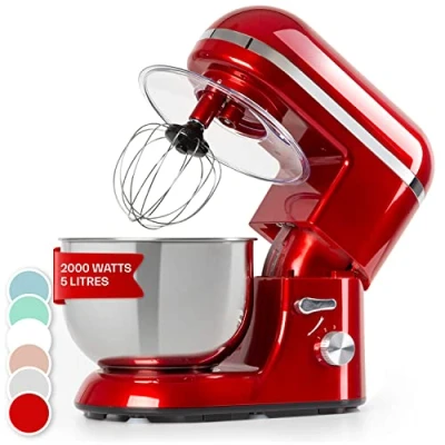 Image of Klarstein Bella Elegance Food Processor Mixer, Stand Mixer 1300W / 1.7HP in 6 Power Levels with Pulse Function, Planetary Mixing System, 5l Stainless Steel Bowl, Red