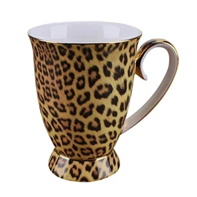 Image of YBK Tech Novelty Porcelain Tea Cup, 9oz Coffee Cup for Home Kitchen Office (Leopard Print)