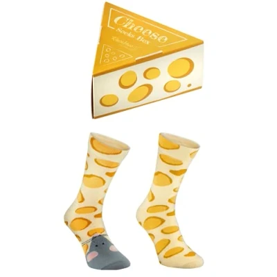 Image of Rainbow Socks Men Women Novelty Funny Cheese and Mouse Gift 1 Pair Size 4 7