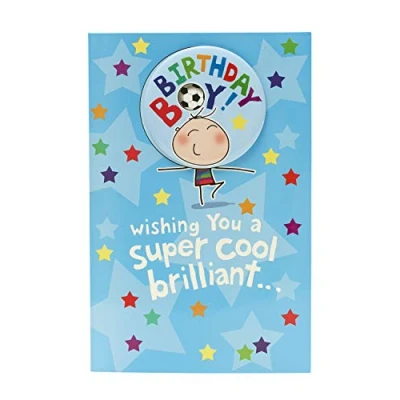 Image of UK Greetings Birthday Card for Boy Blue Football Design