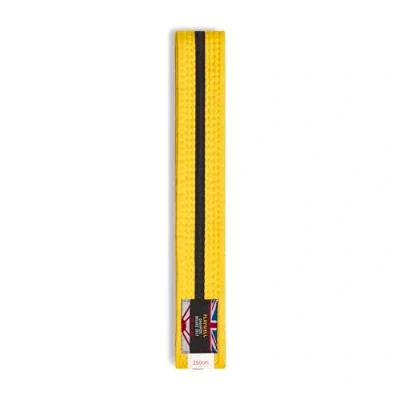 Image of Playwell Martial Arts Cotton Striped Coloured Grading Belt Yellow With Black Stripe (320cm)