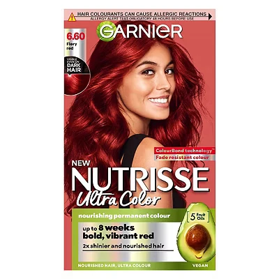 Image of Garnier Nutrisse Ultra Color 6.60 Fiery Red Permanent Hair Dye
