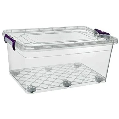Image of Asude Plastic Storage Box Boxes Lid Handles Food Container Home Kitchen Office UK, 60L