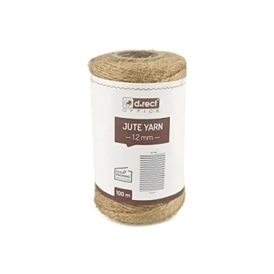 Image of D.RECT 100m Natural Brown Jute Rope, Gift Decorative Wrap Twine 1.2mm Thick For: Packaging, DIY Crafts, Floristry, Decorating, Home Decor 800155