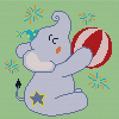 Image of Awesocrafts Cross Stitch Stamped Kits Circus Baby Elephant Easy Patterns Stitching Embroidery Needlework Kit Supplies (Elephant)