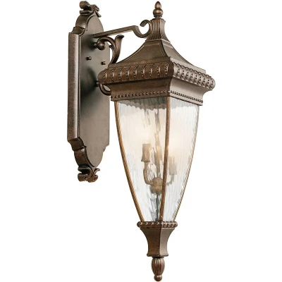 Image of Venetian Rain 3 Light Outdoor Large Wall Lantern Brushed Bronze IP44, E14