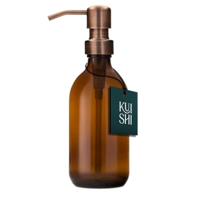 Image of Kuishi Amber Glass Pump Bottle with Stainless Steel [300ml, Bronze Pump], Soap Dispenser Refillable Brown Bottles Ideal for Handwash, Shampoo, Conditioner, Shower Gel (BPA Free)