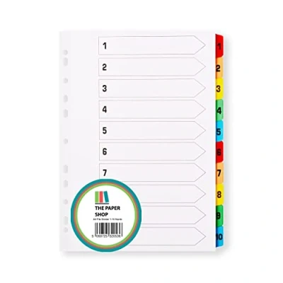 Image of File Dividers A4, 10 Part Folder for Ring Binders &amp; Lever Arch Files, Binder Subject (1)