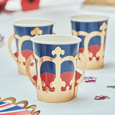 Image of Ginger Ray Union Jack Coronation Party Paper Cups 8 Pack