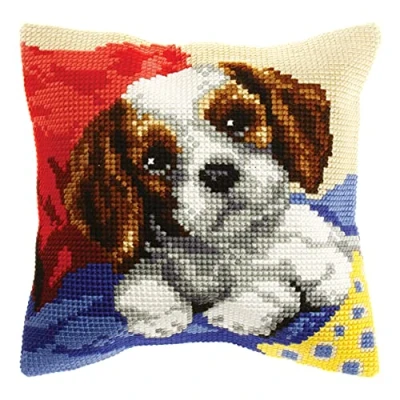 Image of Orchidea Cross Stitch Dog Cushion Kit, Doggy, 40 x 40cm
