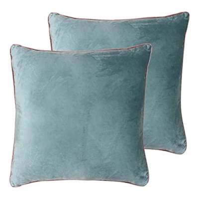 Image of Paoletti Meridian Twin Pack Polyester Filled Cushions, Mineral/Blush, 55 x 55cm
