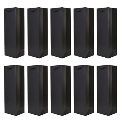 Image of Pack of 10 Noble Bottle Gift Bags Black for Wine Sparkling and Champagne 36 cm x 12 14.17&quot; 4.72&quot; 3.94&quot;