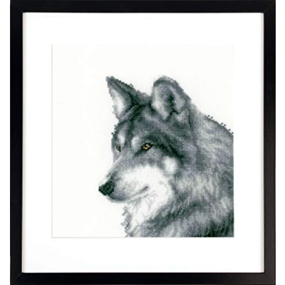 Image of Vervaco Counted Cross Stitch Kit: Wolf, Cotton, NA, 15 x 18cm, N