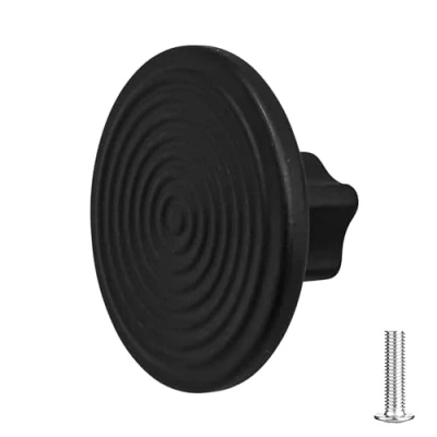 Image of Decoranddecor Mira Spiral Round Cupboard Knob Handle 40mm Diameter Zinc Alloy (Matt Black, 1 Pack)