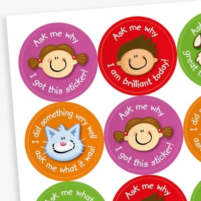 Image of 400 Ask Me Why Childrens Pupils School Teachers Reward Stickers 32mm Brainwaves Primary Teaching Services